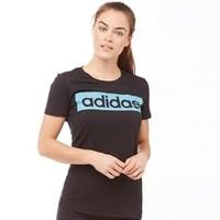 adidas Womens Essentials Linear Logo T-Shirt Black/Vapour Blue