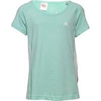 adidas girls essentials mid 3 stripe t shirt ice greenwhite