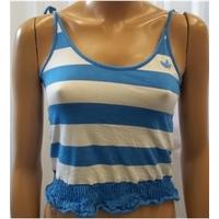 Adidas Size 10 Blue and White Striped Crop Top