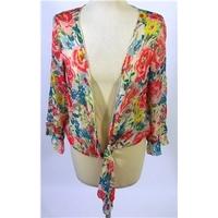 Adini Multi-coloured Tie Fastened Sheer Blouse with Floral Pattern Size S