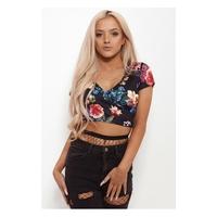 Ada Black Floral Crop Top