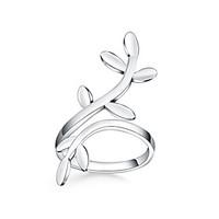 Adjustable Leaf Ring Daily Casual Jewelry Silver Plated Ring 1pc