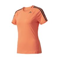 adidas Women\'s D2M 3 Stripe T-Shirt - Easy Coral - L