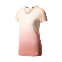 adidas womens primeknit wool dip dye running t shirt easy coral xs