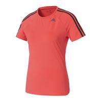 adidas womens d2m 3 stripe t shirt core pink xs