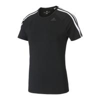 adidas Women\'s D2M 3 Stripe T-Shirt - Black - XS