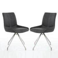 Aeron Dining Chair In Dark Grey With Chrome Legs In A Pair