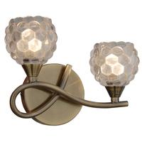 Aero 2 Light Antique Brass and Glass Wall Light with Switch