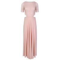 aftershock london agatha lace cut out maxi dress in pink