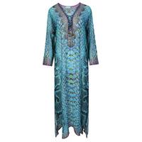 aftershock camila printed maxi kaftan in blue