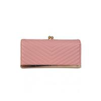 Aftershock Leila Quilted Clutch Purse With Gold Clasp in Pink