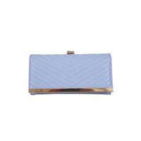 aftershock leila quilted clutch purse with gold clasp in baby blue