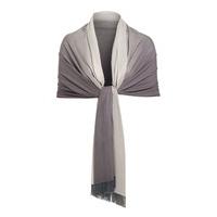 Aftershock London Pasha Beaded Tassel Silk Pashmina Wool Shawl in Grey Ombre