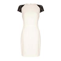 aftershock london dameka lace cap sleeve dress in ivory