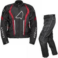 Agrius Phoenix Motorcycle Jacket & Hydra Trousers Black Red Black Kit - Short Leg