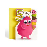 Age 5 Girl Monster Birthday Card