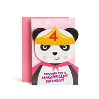 Age 4 Girl Panda Birthday Card
