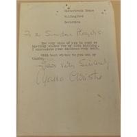 Agatha Christie: letter to the Sinodun Players, hand-titled and signed by her
