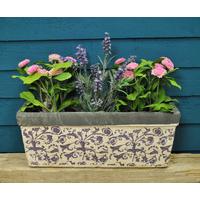 Aged Ceramic Balcony Planter in Blue by Fallen Fruits