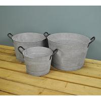Aged Zinc Buckets (Set of 3) by Rustic Garden