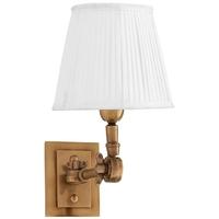 aged brass single wall lamp wentworth with white shade