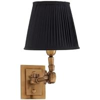 aged brass single wall lamp wentworth with black shade