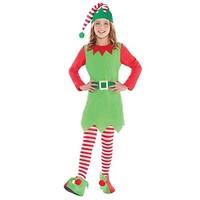 Age 12-14 Years - Deluxe Girls Elf Costume Santas Little Helper Christmas Festive Fancy Dress Party Grotto Event 5 Peice Outfit Nativity