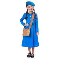 Age 9-10 Years Girls Evacuee Costume WW2 World War II Book Week Children\'s Fancy Dress Day 30s 40s Outfit Old Fashioned Play Kids Dress Up