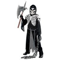 Age 12-14 Years - Boys Grim Reaper Skeleton Crypt Keeper Fancy Dress Costume X-Ray Bones Kids Teens Dungeon Monster Zombie Outfit