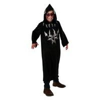 Age 7-10 Black Children\'s Devil Print Hooded Robe