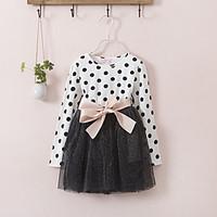 Age Season Girls Fawn Cotton Printing Splicing Long-sleeved Dress