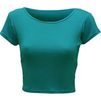 Agatha Basic Cap Sleeve Crop Top - Turquoise