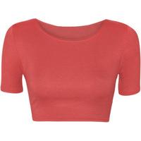 agatha basic cap sleeve crop top coral