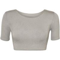 Agatha Basic Cap Sleeve Crop Top - Light Grey