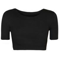 agatha basic cap sleeve crop top black