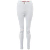 Agnes ripped knee high waisted skinny white jeans