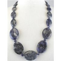 Agate flat oval & round stone necklace - 925 stamp