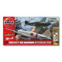 Airfix Dogfight Doubles Curtis P-40 Warhawk and Mitsubishi Zero 1:72 Scale Model kit