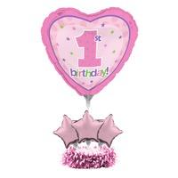Air Filled Balloons Centrepiece Kit 1st Birthday Girl