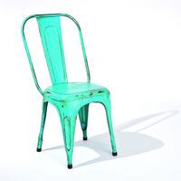 aix stackable metal dining chair in cyan