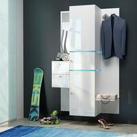 Aiden Wall Mounted Hallway Stand In Matt White And Gloss Fronts