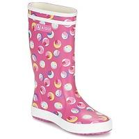 aigle lolly pop glittery girlss childrens wellington boots in pink