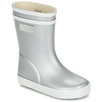 aigle baby flac girlss childrens wellington boots in silver