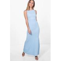 Aimee Slash Neck Fishtail Maxi Dress - bluebell