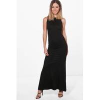 Aimee Slash Neck Fishtail Maxi Dress - black