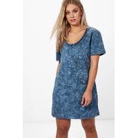 Aimee Acid Wash Sweat Dress - blue