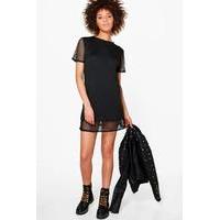 Airtex Detail Fine Knit Dress - black