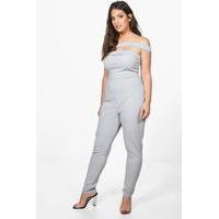 Aimee Off The Shoulder Crepe Jumpsuit - grey