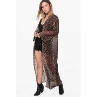 Aimee Leopard Print Longline Kimono - multi