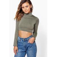 Aimee Basic Turtle Neck Top - khaki